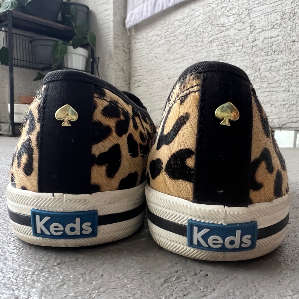 Keds x Kate Spade Leopard Pony Hair Double Decker Slip-On Sneakers Sz 8 - Picture 7 of 9